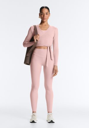 OYSHO RIB COTTON BLEND WRAP - Bluză cu mânecă lungă - pink