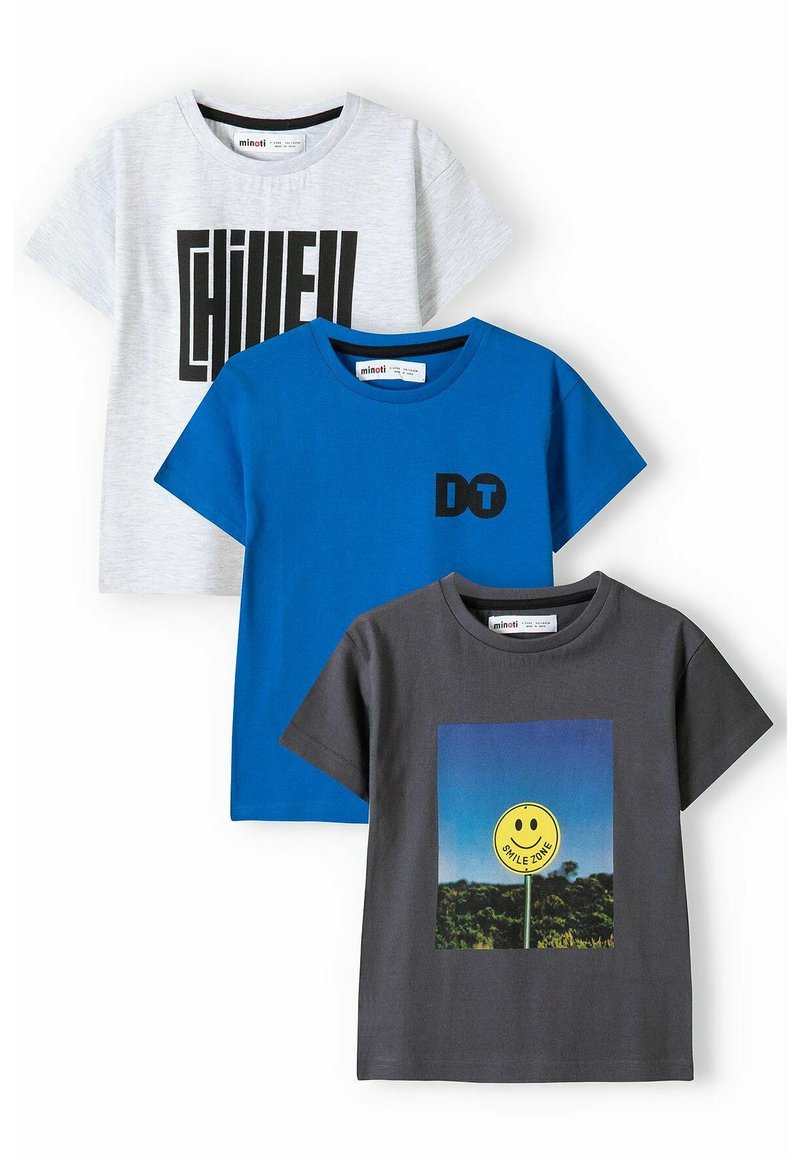 MINOTI SHORT SLEEVE 3 PACK - Pamata T-krekls - blue grey black