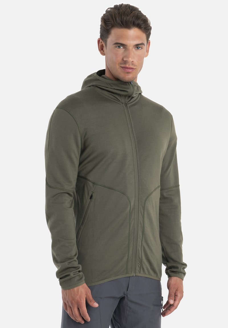 Icebreaker - MERINO HEAVY WEIGHT REALFLEECE ELEMENTAL ZIP HOODIE - Fleecejakke - OLIVE, Forstør