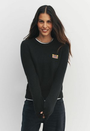 REGULAR FIT - EMBROIDERED CREW NECK - Svetrík - black music cassette