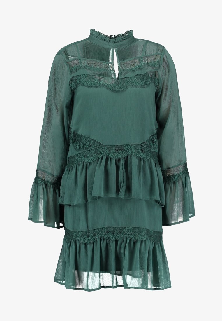 river island green lace dress River Island two tone broderie midi dress in green