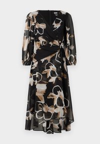 BALLOON SLEEVE TWIST FRONT DRESS - Robe de soirée - black/elegant beige multi