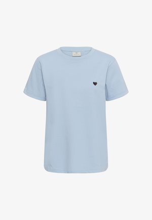 Kaffe, KAFFE KAHEART T-SHIRT - Camiseta básica - blue fog w. brown heart