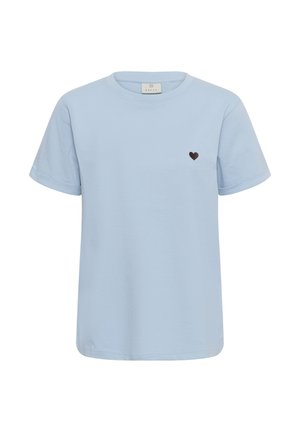 Kaffe, KAHEART - T-shirt basic - blue fog w. brown heart