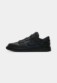 Crne kožne tenisice s glatkom površinom, teksturiranim akcentima i jastučićem potplatom. Imaju tamni Nike logo i GORE-TEX oznaku.