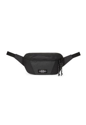 Schwarze Eastpak-Gürteltasche mit Reißverschluss, verstellbaren Trägern und kleinem Logo-Patch vorne.