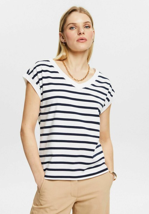 TAVIMART  -  Blue Striped Contrast T-shirt Women Classic O Neck Chic Slim Short Sleeve T-shirts New Summer Korean Fashion Casual Tees