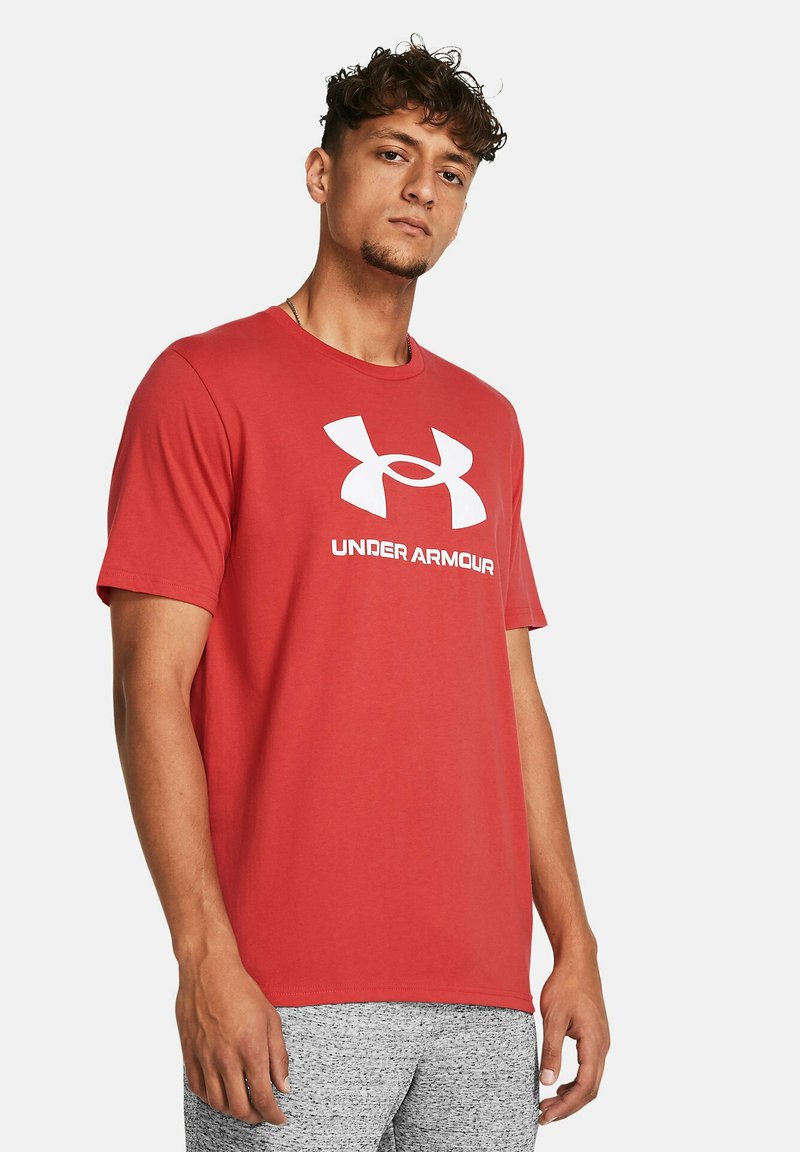 Under Armour LOGO - Tekninen t-paita - red solstice