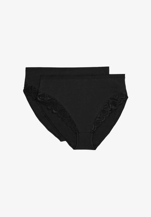 Sorte bomuldsbind med blonder på siderne, der har en glat tekstur og fuld dækning. Pakke med to.