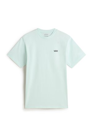 T-shirt in cotone verde menta chiaro con maniche corte. Presenta un piccolo logo nero "VANS" sul lato sinistro del petto. Design con collo rotondo.