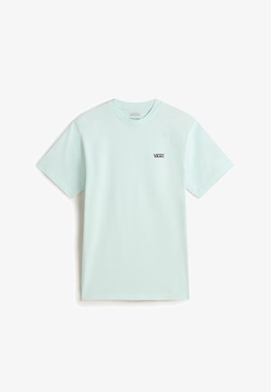 T-shirt in cotone verde menta chiaro con maniche corte. Presenta un piccolo logo nero "VANS" sul lato sinistro del petto. Design con collo rotondo.