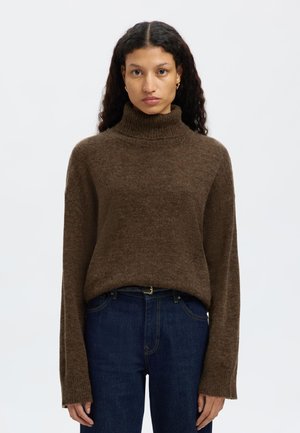 Selected Femme SLFLULU ROLL NECK - Džemperis - dachshund melange