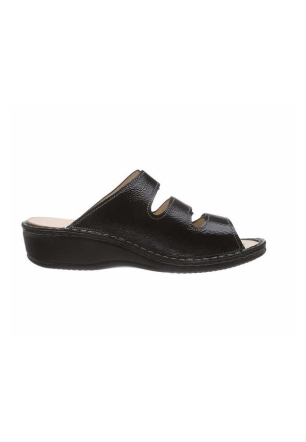 Pantolette flach - schwarz