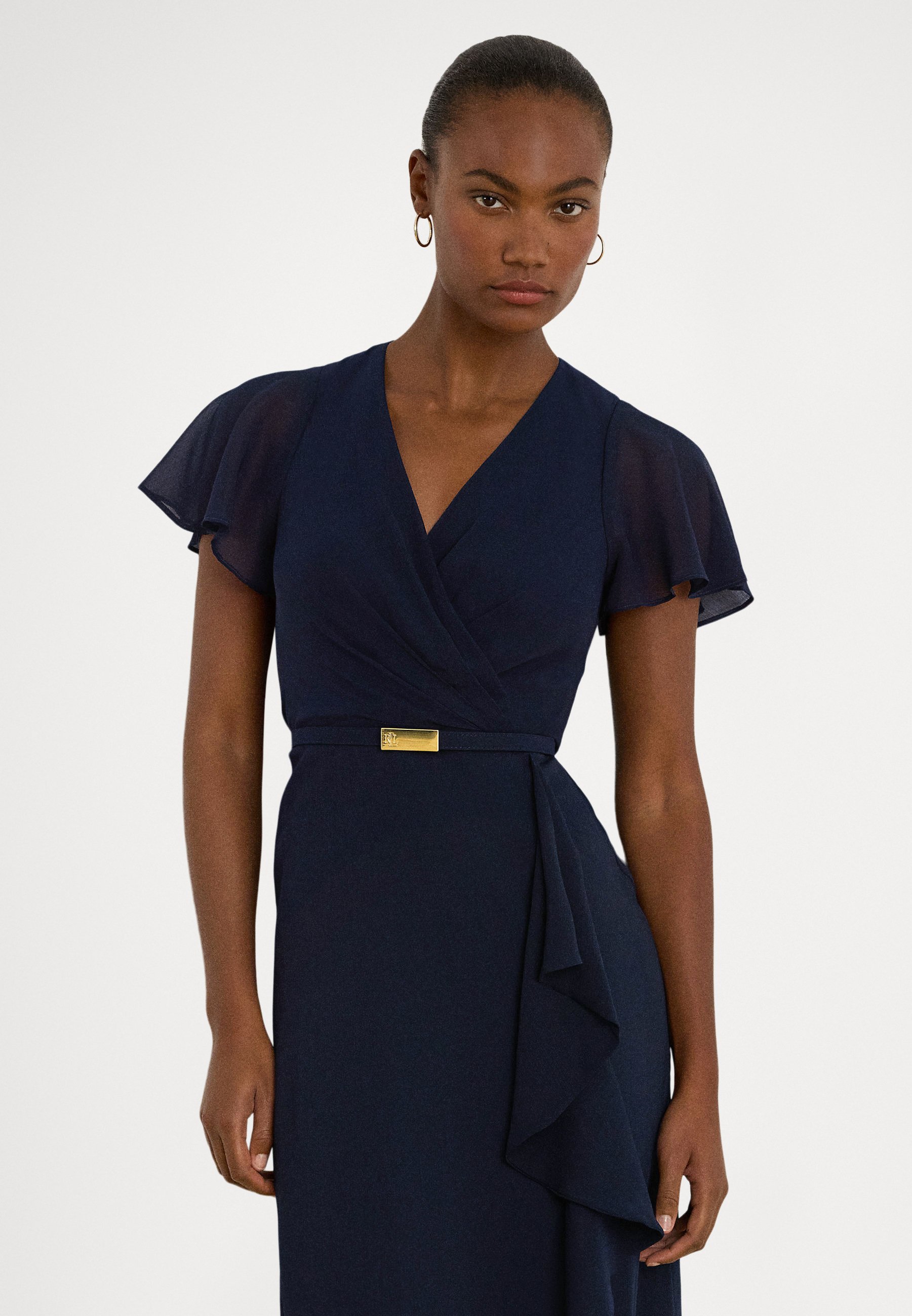 Lauren Ralph Lauren BELTED GEORGETTE FLUTTER SLEEVE GOWN - Occasion wear -  lighthouse navy/blue - Zalando.ie