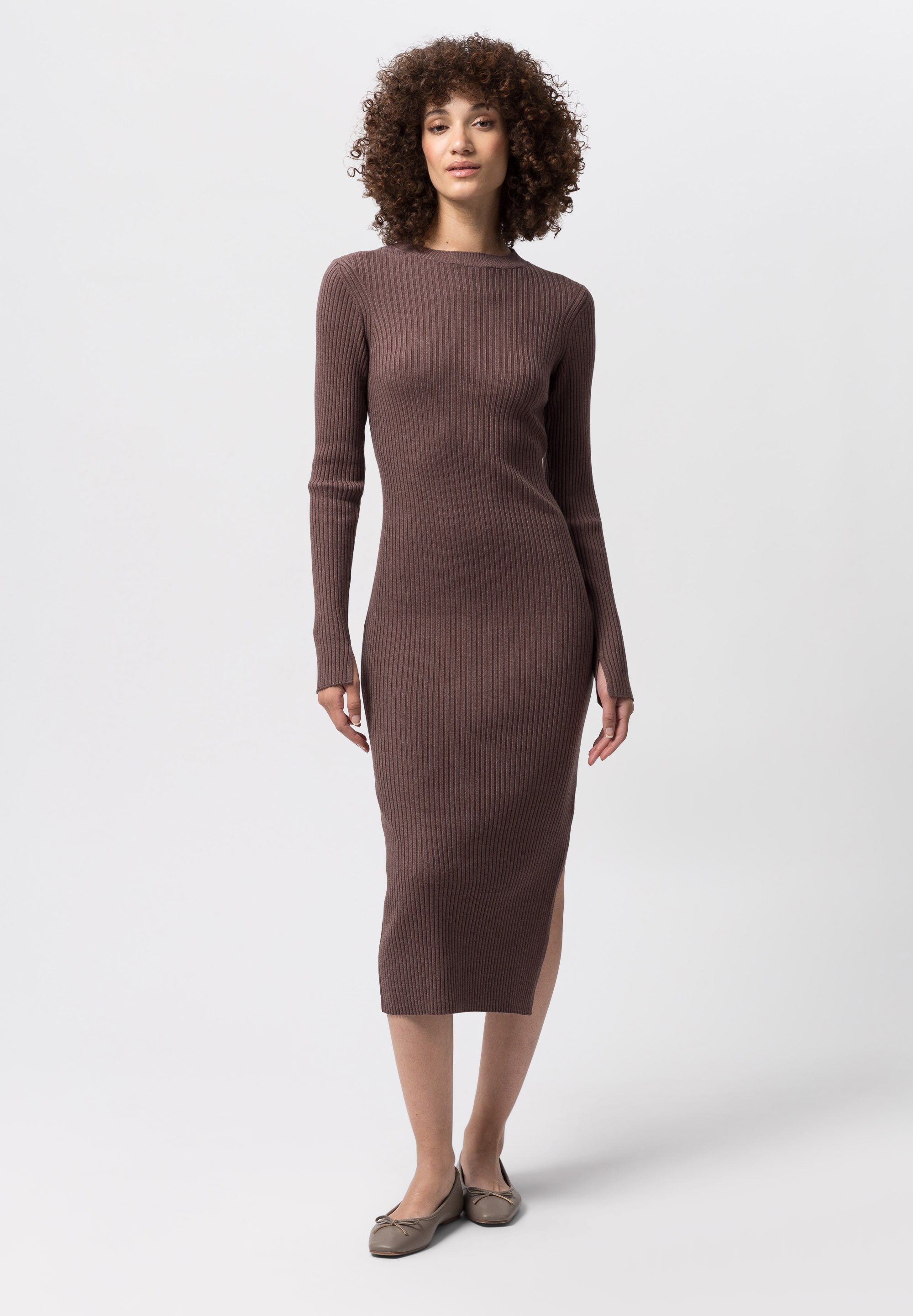 Abito Donna A2Y A Maniche Corte In Cotone E Spandex | Vestito Classico Color Marrone Taglia M | Perfetto Per Serate, Matrimoni E Cocktail - 3