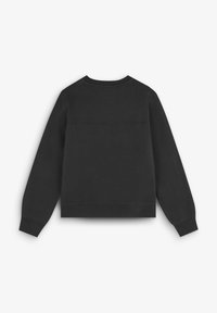Zwarte sweatshirt met ronde hals, lange mouwen en een cropped zoom. Gemaakt van zachte stof met een horizontale naaddetail op de rug.