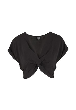 Urban Classics, LADIES KNOTTED V-NECK TOP - Μπλούζα - black