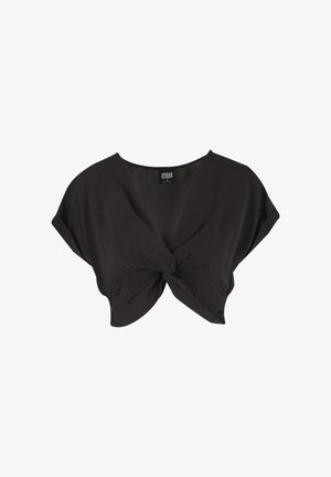 Urban Classics, LADIES KNOTTED V-NECK TOP - Μπλούζα - black