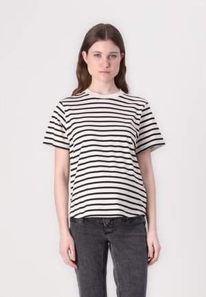OLMLIVINA STRIPE TEE  - Trükipildiga T-särk - cloud dancer\black