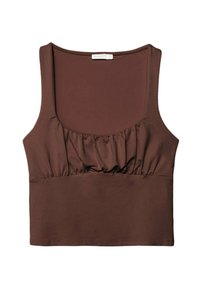 GATHERED STRAPPY - Top - dark brown