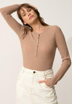 Pullover - heather camel