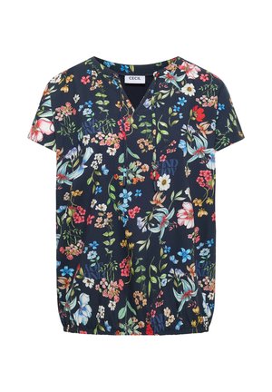 Cecil, KURZARM BLUSE MIT STRUKTURMIX UND PRINT - Bluse - universal blue