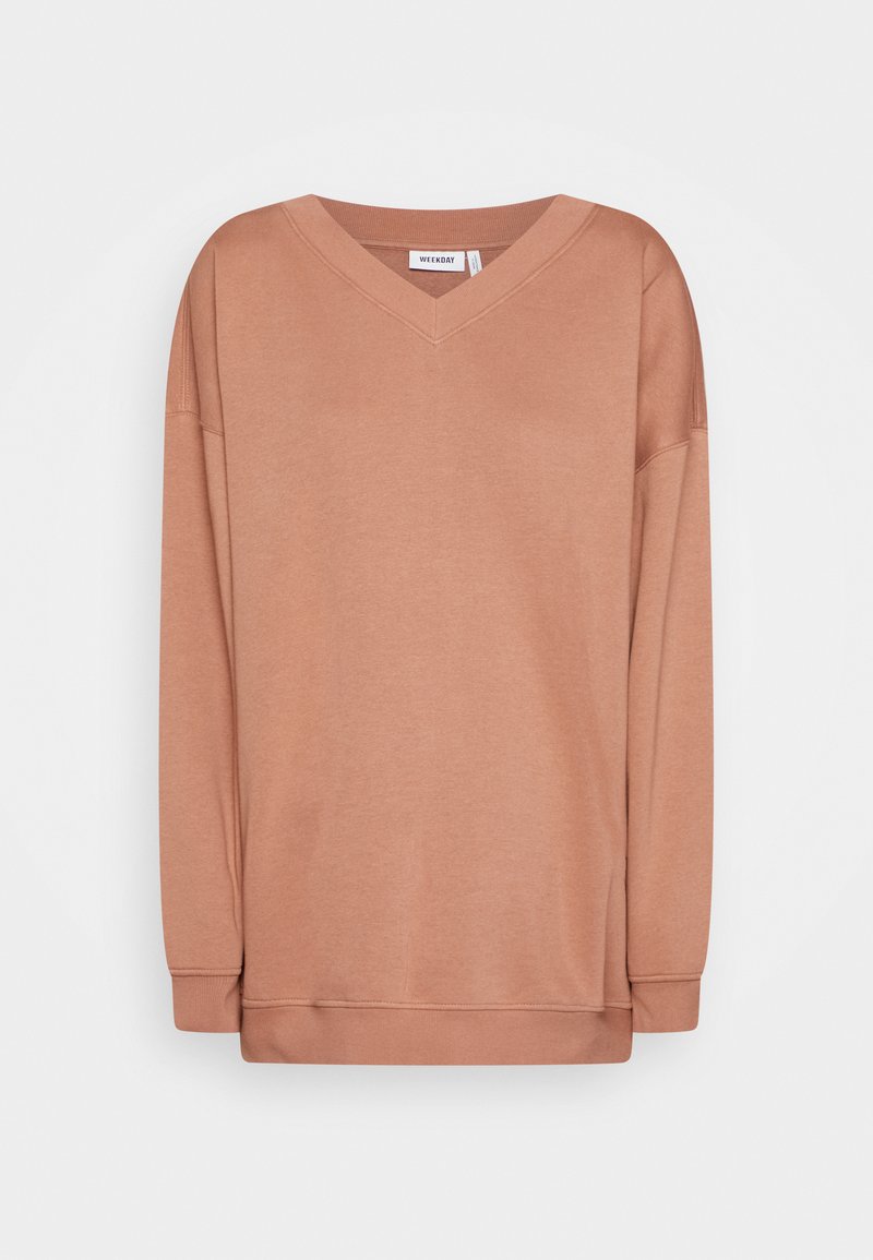 Weekday SUPER OVERSIZED V-NECK - Sweatshirt - light brown/marron -  ZALANDO.FR