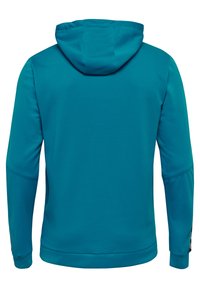 Teal lette hoodie med tekstureret stof, hætte og lange ærmer. Har en ensfarvet design med elastiske manchetter og fald.