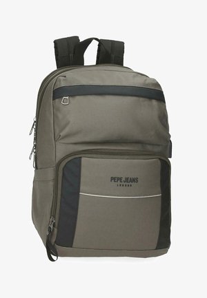 Zaino Pepe Jeans London grigio e nero con più scomparti con cerniera e spallacci imbottiti.