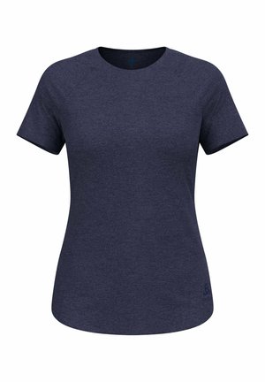 Navy blue short-sleeve t-shirt made of soft, breathable fabric, featuring a round neckline and a subtle logo at the hem.