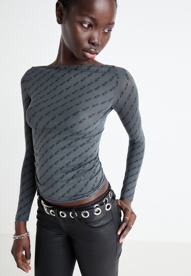 Eachyes Seamless Long Sleeve Boat Neck Top For Women - Buttery Soft, Double-Layered Chest, Y2K Casual Going Out Shirt, Fall 2024 Fashion