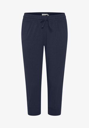 Mornarsko plave, joggerice do sredine tele napravljenih od mekog, rastezljivog materijala. Imaju elastičnu traku oko struka s vezicom i bočne džepove.