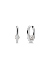 MODERNIST PEARL HOOPS LARGE - Uhani - steel