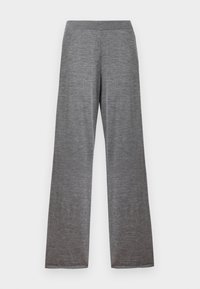 Γκρι πλεκτό παντελόνι με φαρδιά ποδόγυρα, ελαστική μέση και απαλό, υφασμένο ύφασμα.