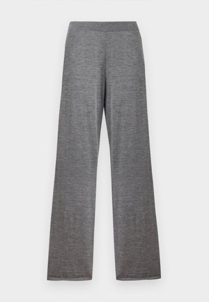 Γκρι πλεκτό παντελόνι με φαρδιά ποδόγυρα, ελαστική μέση και απαλό, υφασμένο ύφασμα.
