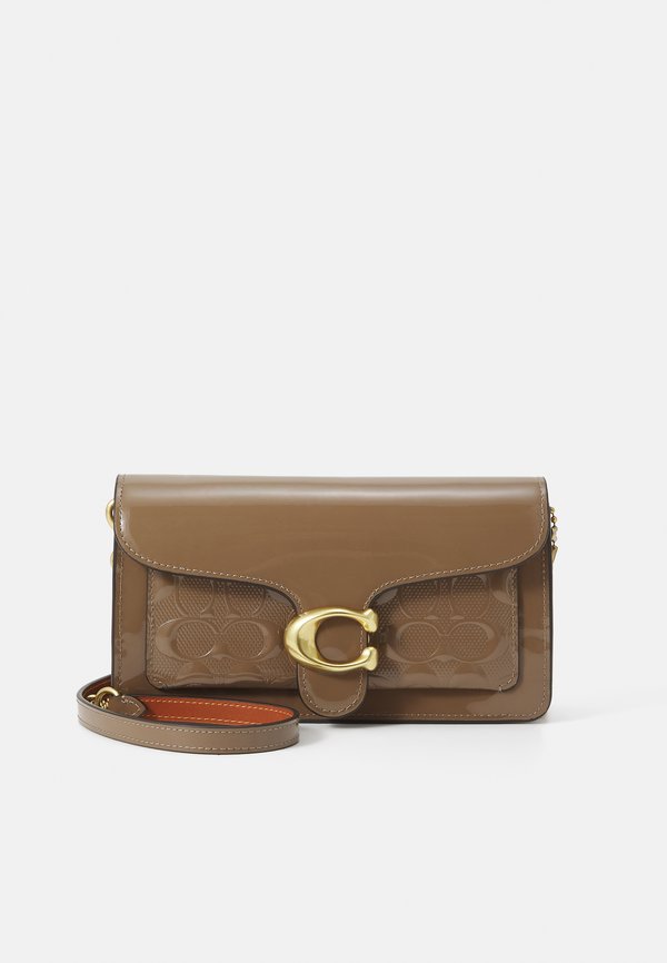 PATENT SIGNATURE TABBY CHAIN - Cross body bag - dark stone