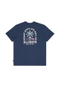 Μπλε ναυτικό t-shirt από βαμβάκι, με γραφική απεικόνιση φοίνικα και κείμενο στην πλάτη, σε άνετη γραμμή με κοντά μανίκια.
