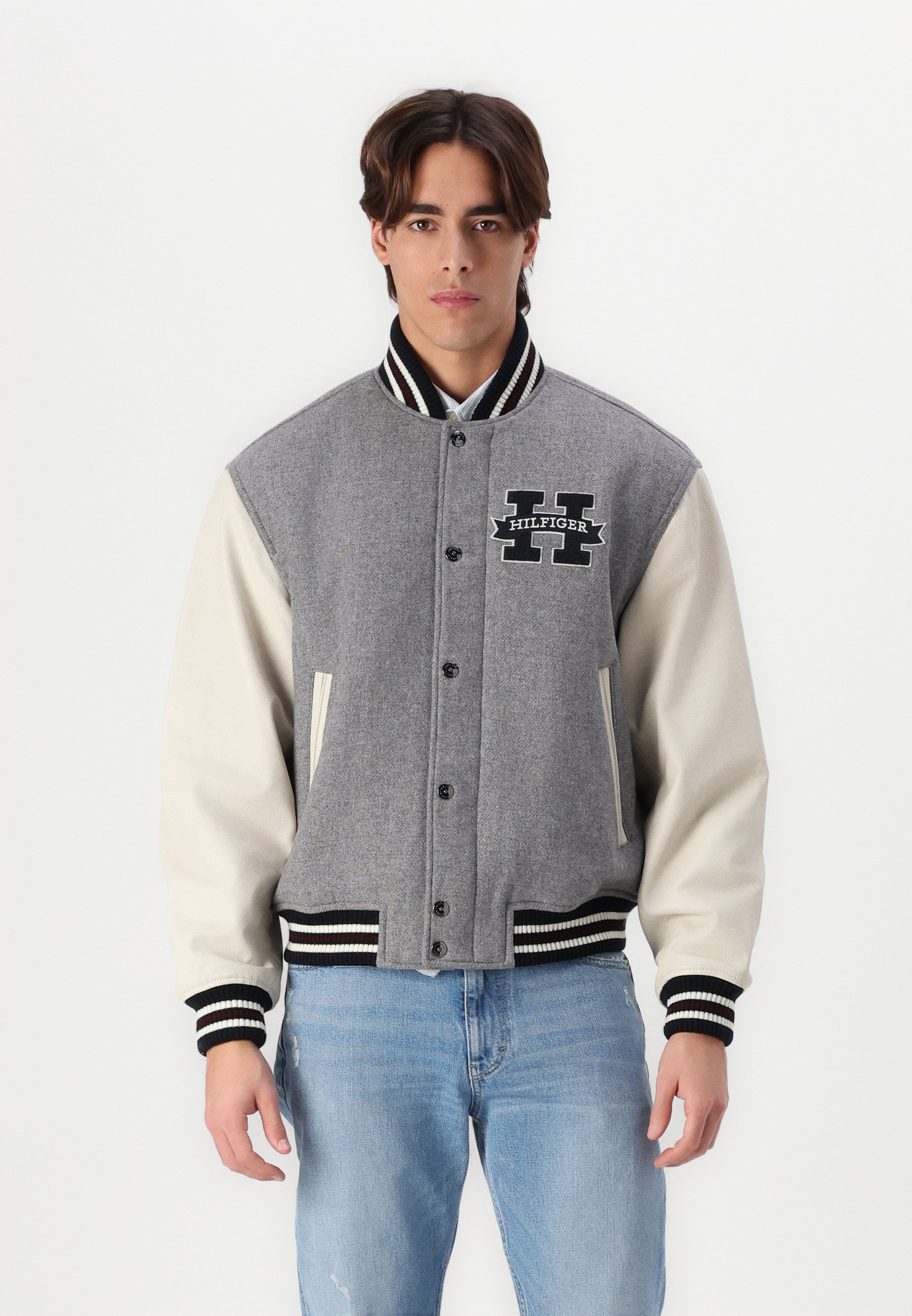 Tommy Hilfiger VARSITY JACKET - Bomber Jacket - light grey/grey