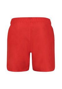 Bañadores rojos con cintura elástica, textura suave y un diseño simple. Sin patrones visibles ni detalles de hardware.