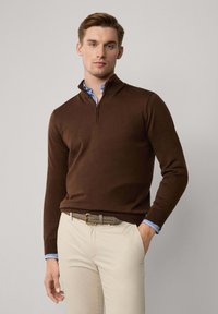 Façonnable 1/2 ZIP - Strickpullover - mud brown