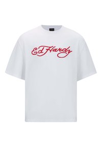 SKULL FLAME DIAMANTE - T-Shirt print - white