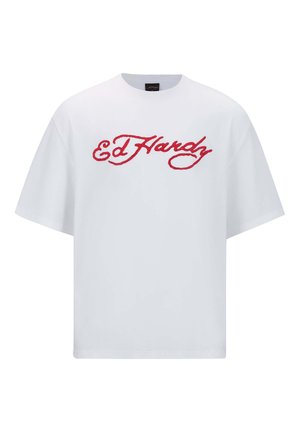 Ed Hardy SKULL FLAME DIAMANTE - Print T-shirt - white