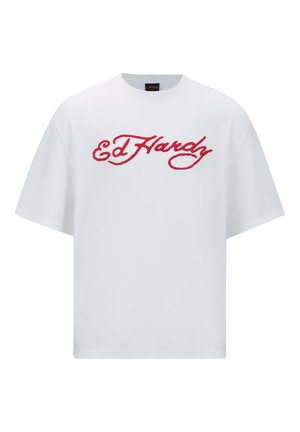 Ed Hardy SKULL FLAME DIAMANTE - Camiseta estampada - white