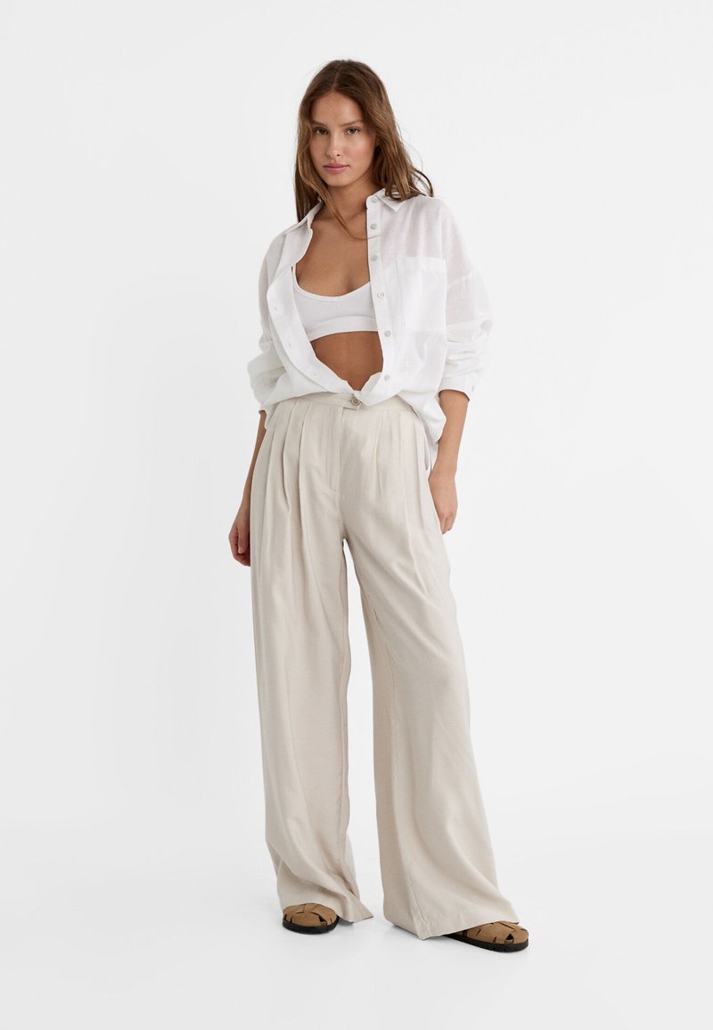 Stradivarius Broek beige mêleerd Stradivarius Broek beige mêleerd