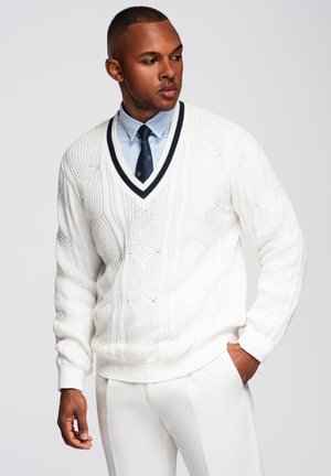 Pullover - white navy