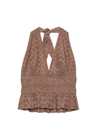 EMBROIDERED HALTERNECK - Débardeur - brown