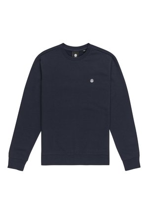 Pullover in cotone di colore navy, con maniche e orlo a costine, un piccolo emblema sul petto e una vestibilità classica.