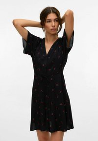 Abito Corto VERO MODA Vmalba In Tessuto Woven – Scollo A V E Maniche Corte Con Cintura In Vita, Taglio Normale