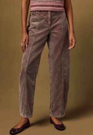 Next, PETITE FIT - CORD BARREL LEG TROUSERS - Trousers - washed pink