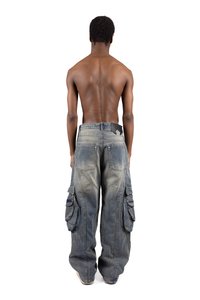 FAVELA POCKETS CARGO UNISEX - Laza szabású farmerek - blue sand washed